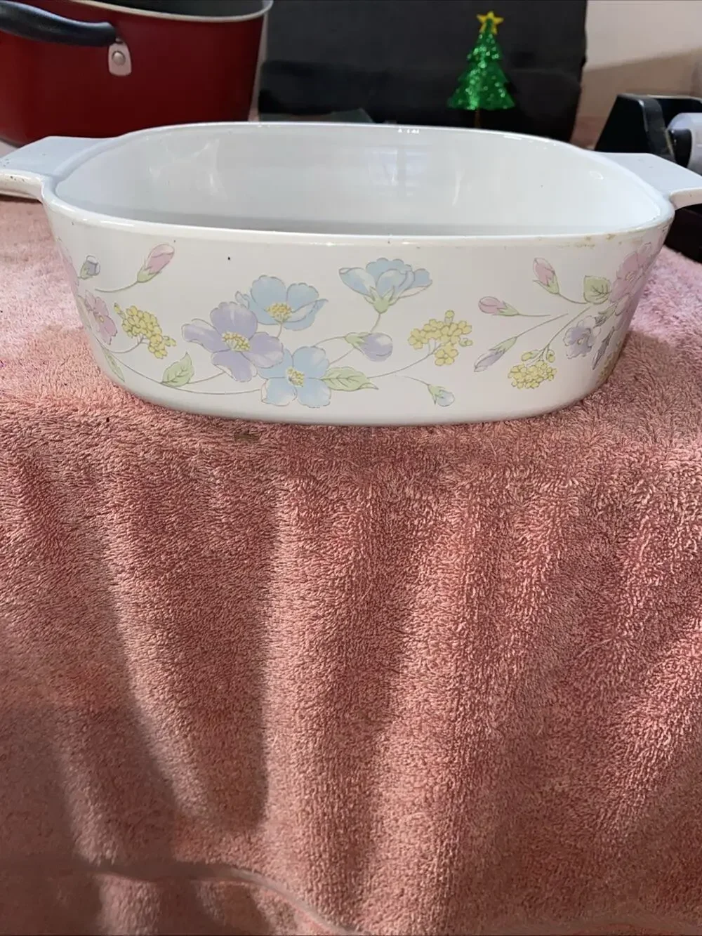 Vintage Corning Ware A-2-B 2 Liter Floral Pastel Bouquet Casserole Dish No Lid